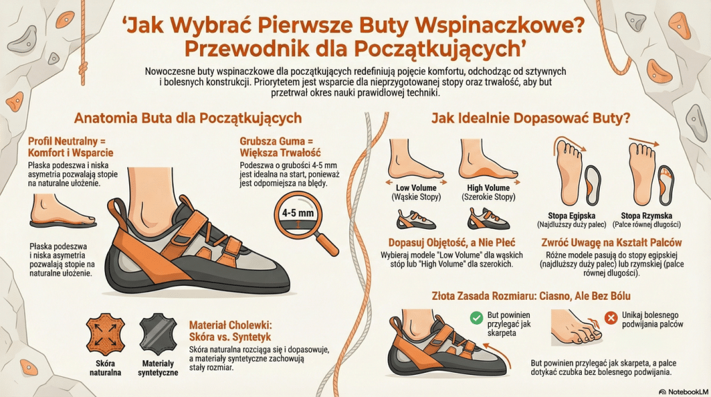 Infografika o wyborze butów wspinaczkowych